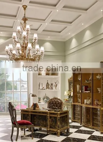 Retro Home Office Furniture, Exquisite Hand Painting Executive Desk With Chair, Classical Wood Carved Writing Table/Showcase photo-2