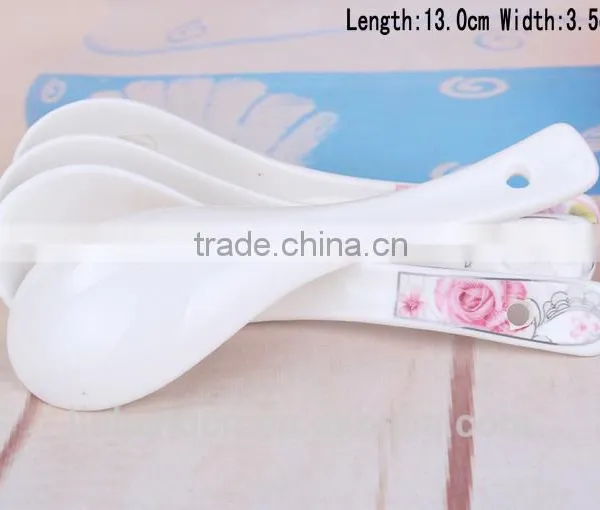 SP1534 Haonai Goodlooking Flower Decal Ceramic Spoon, Ceramic Soup Spoon photo-5