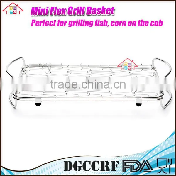 Stainless Steel BBQ Rack Mini Flexible Fish Grill Basket With Wire Mesh Food Holder Handle photo-4
