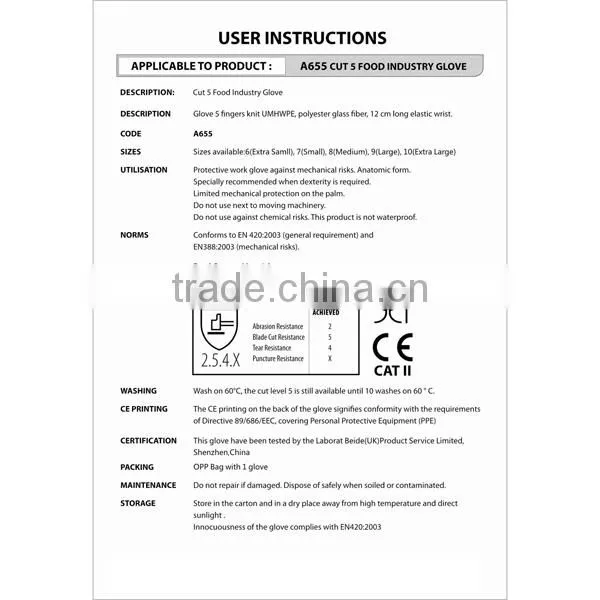 Food Grade HPPE String Knitted Kitchen Safety Gloves Cut Resistant photo-6