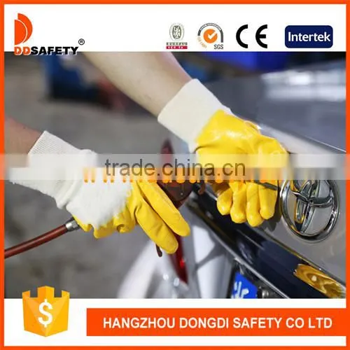 DDSAFETY Cotton Liner With Yellow Nitrile Coated Glove Anti Oil Safety Working Glove For Industry photo-4