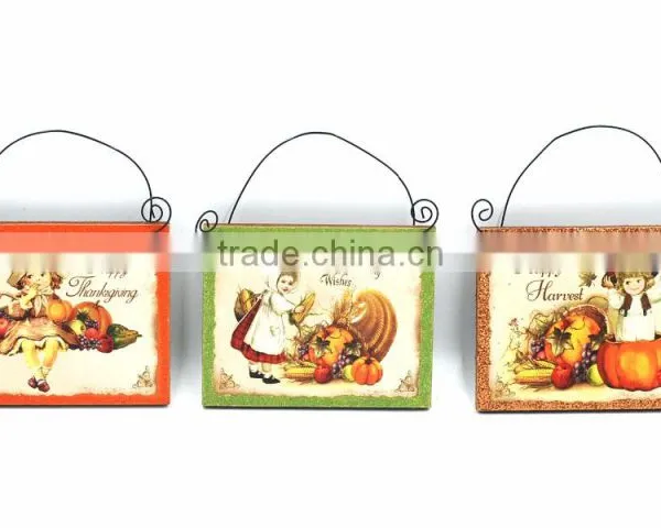 2017 New Design Cute Thanksgiving Day Pumpkin Printing Wood Craft Decorative Wall Plaque photo-2