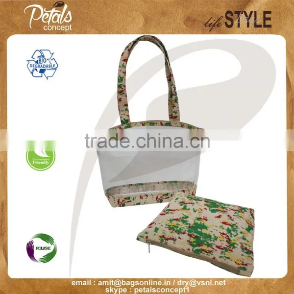 See Through PVC/ PP Laminated Juco Bag With Pouch photo-4
