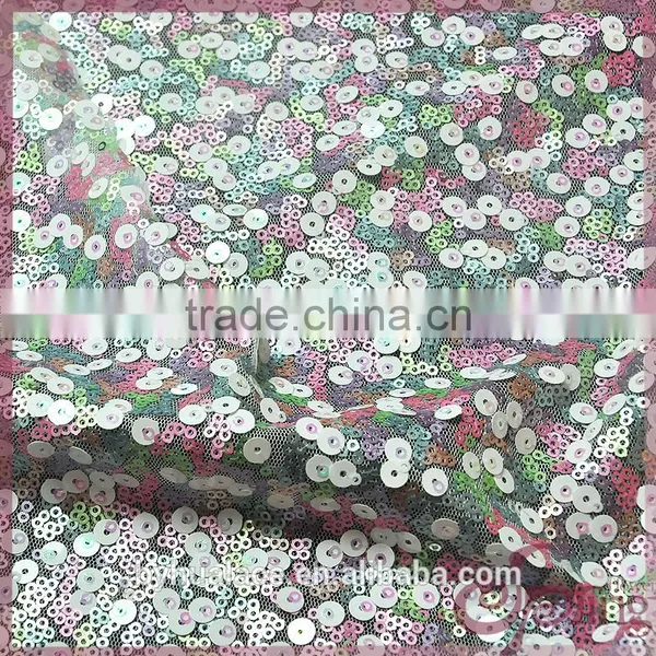 Colorful Wholesale Cheap Allover Sequin Lace Fabric for Party Dress photo-4