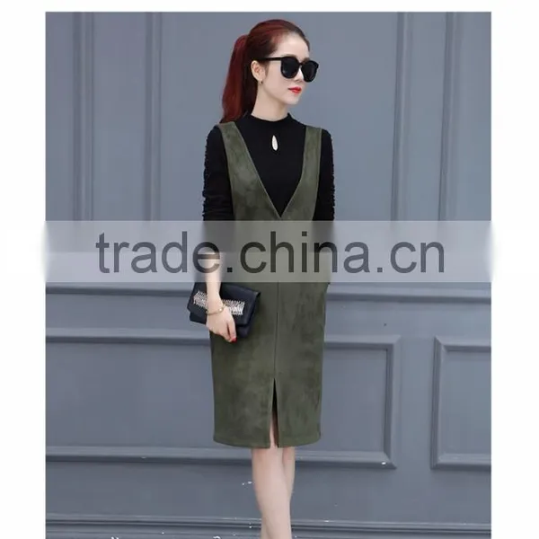 2016 Manufacturer Autumn-wear Fashionable 100% Cotton Ladies Dress With Strap photo-4