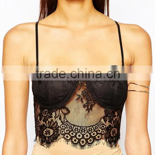 China Factory OEM ODM 2015 New Fashion Customized Lace Fabric Bra Style Top With Adjustable Straps photo-3
