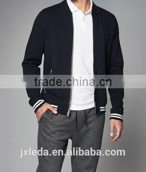 Men's Color Block Full Zipper Design Bomber Jacket With Rib Hem photo-3