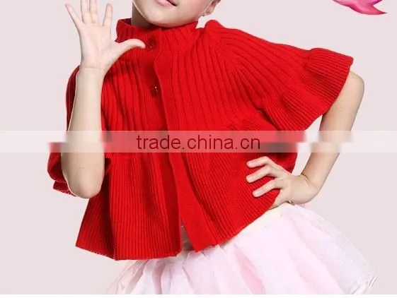 Fashion Design Batwing Sleeve Hooded Kids Girls Poncho Sweater photo-2
