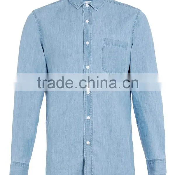 Man Jean Solid Color Shirt Slim Fit Shirt photo-4