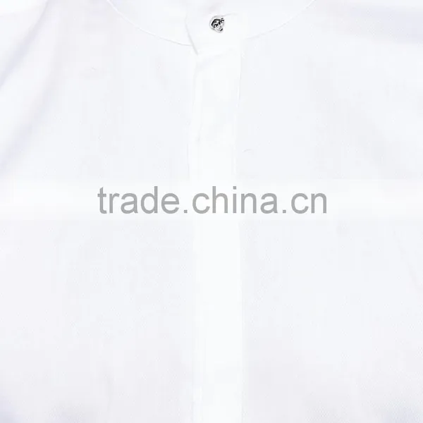 Super Soft Cotton Blank White Shirts With Skull Button photo-3