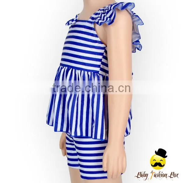 YZA-004 Yiwu Yihong Cute Stripe Stylish Little Girls Flutter Sleeve With Back Bow Short Pants Kids Infant Swimsuit photo-4