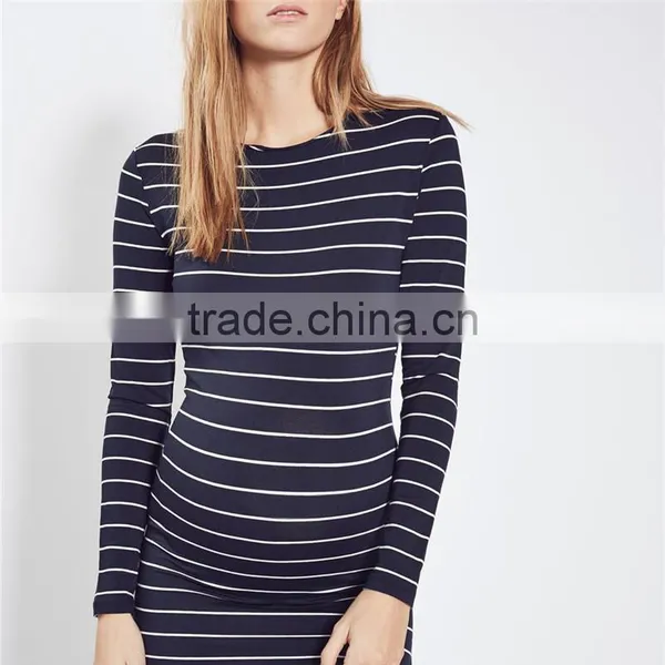 Hot Long Sleeves Stripe Pregnant Women Images Bodycon Maternity Dresses photo-2