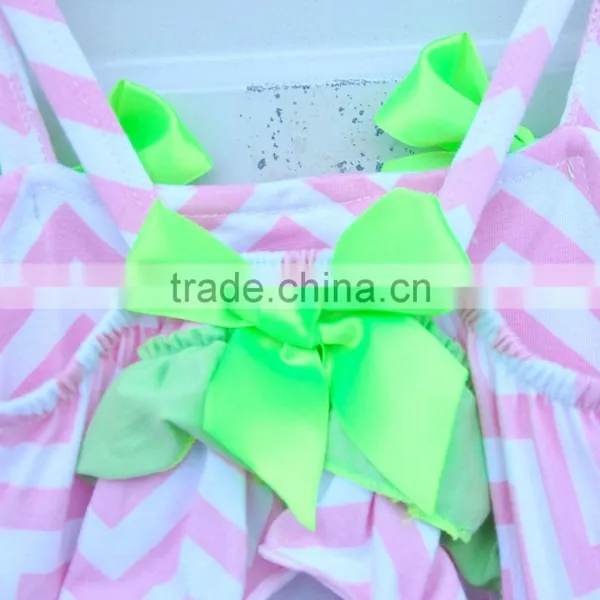 Back to School Girls Outfits Wholesale Sleeveless Bow Romper Sets for Baby Girls photo-6