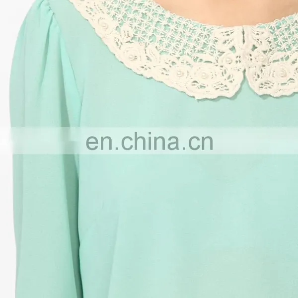 CHEFON Elegant Fashionable Lace Collar New Fashion Design Only Ladies Blouse Design Image photo-4