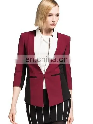 High Quality Women Blazer Formal Blazer ,Color Stitching Female Suit Collar 7 Minutes Of Sleeve Cultivate One photo-4