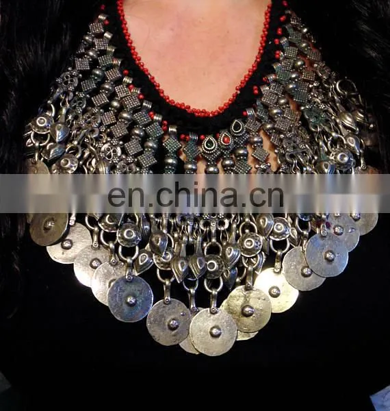 Afghan Necklace -Kuchi Necklace -Afghan Belly Dance Coin Necklace - Afghani Beaded Necklace -Tribal Necklace