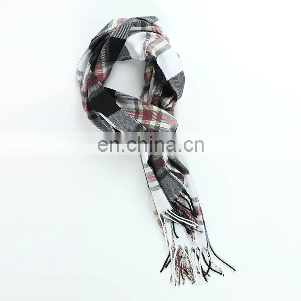 Acrylic Material Tassel Style Stripe Checked Scarf photo-3