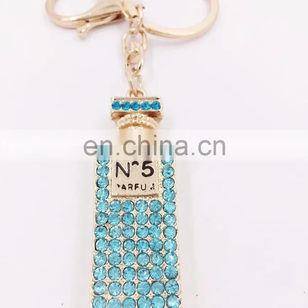 Rhinestone Crystal Keyring Charm Pendant Purse Bag Key Ring Chain Keychain Perfume Bottle Very Hot Sale photo-2