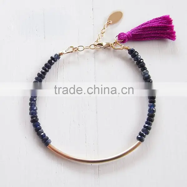 2015 Fashion New White Crystal Beads Bracelet Tassel Charm Bracelet With Brass Tube photo-4