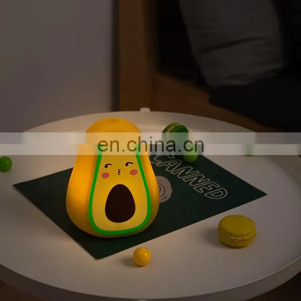 New Product 2021 Cute Avocado Night Lamp Silicone Nursery Baby Night Light for Teen Bedroom Decor photo-3