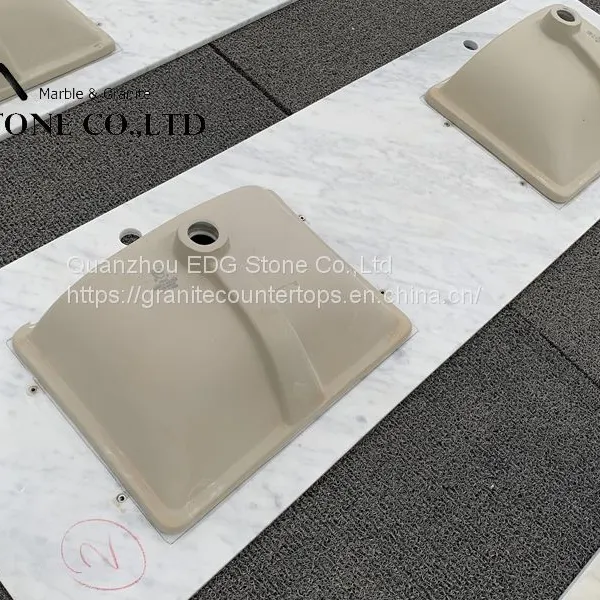 Factory Supplier Carrara White Marble Stone Vanity Units With Sink photo-5