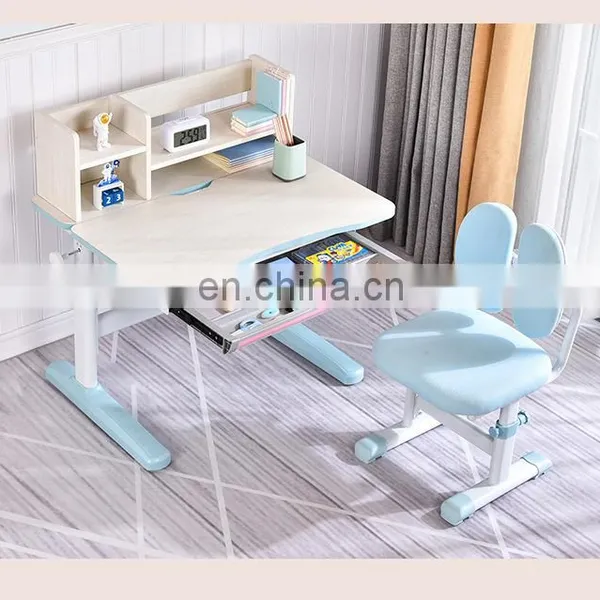 Height Adjustable Storage Modern Simple Solid Wood Children Study Desk Kids Table With Storage Drawer Children Table and Chair photo-3