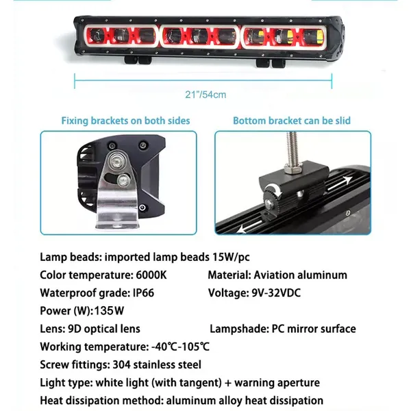 Super Bright 28 Inch 180W Off Road 6D Driving Beam Led Light Bar With Red Green Blue Amber White Daytime Running Light Optional photo-5