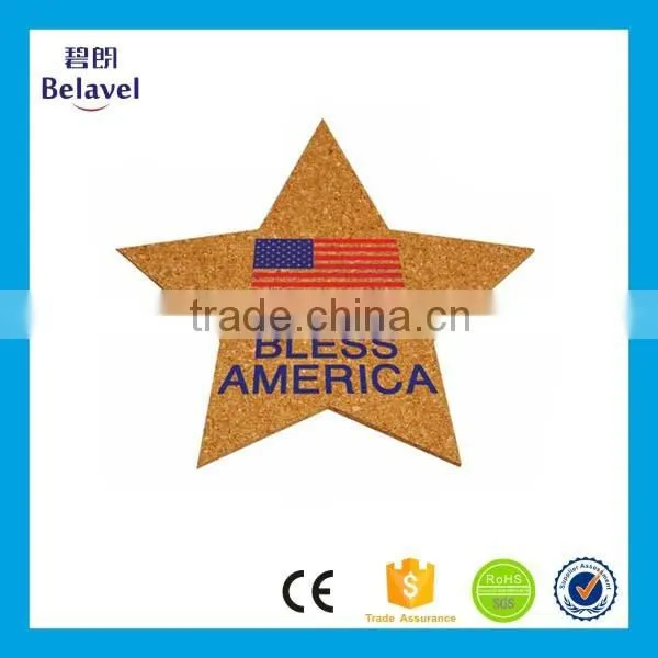 Hot Sale Star Shape Country Flag Printed Custom Wooden Cork Coaster Supplier's Choice