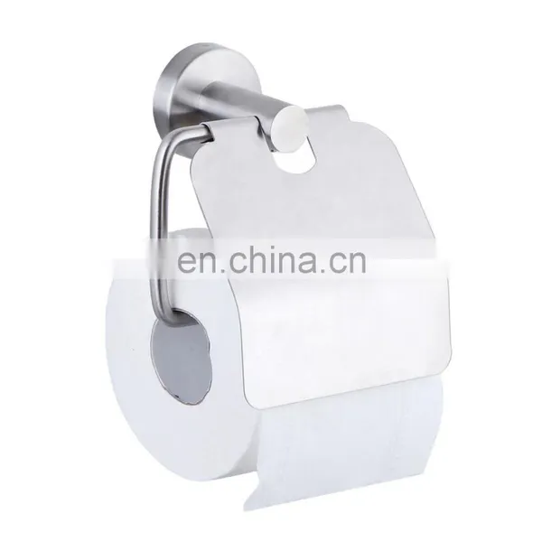 Wall Mount Toilet Paper Holder Stainless Steel Bathroom Tissue Holder With Mobile Phone Storage Shelf photo-3