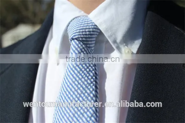 Mens Navy Seersucker Tie photo-5