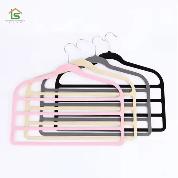 Laundry Velvet Pants Trousers Slacks Hangers 4 Layer Scarf Flocked Hanger Pants Hanger Space Saving photo-4