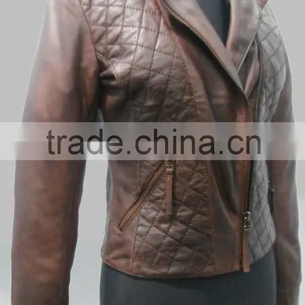 Stone Washed Genuine Leather Jacket Women photo-3
