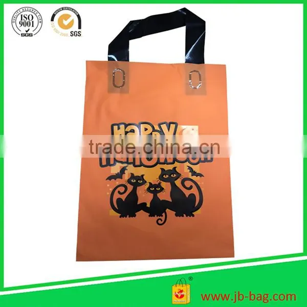 Large Frosted Plastic Handle Shopping Party Gift Bags Orange photo-6