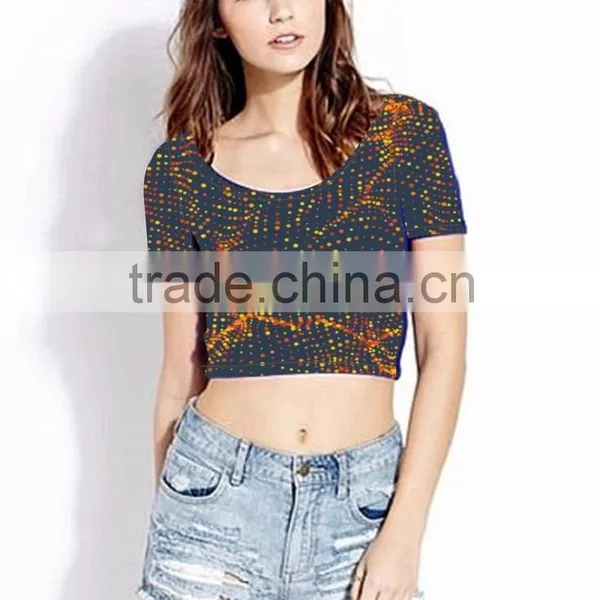 (Trade Assurance)Young Aloud SHORT SLEEVES CROP TOP photo-4