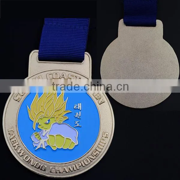 1.78" Zinc Alloy Soft Enamel Taekwondo Championship Medals With Ribbon