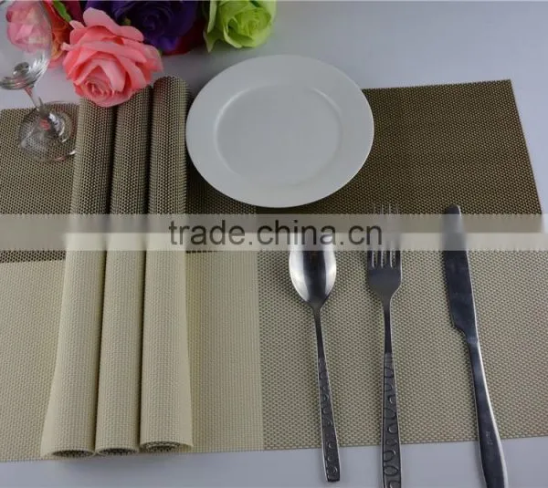 2015 New Arrival Gold Color Home Kitchen Dining Placemat Fashion Adiabatic PVC Strip Weave Table Mat photo-6