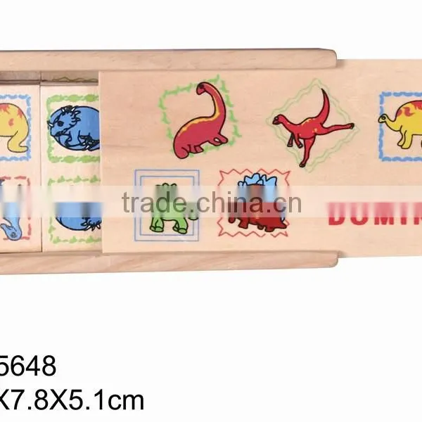 China Wholesale 28 Pcs Plywood and Pine Wood Material for 5.1 Height Lovely Animal Design Wooden Domino photo-3