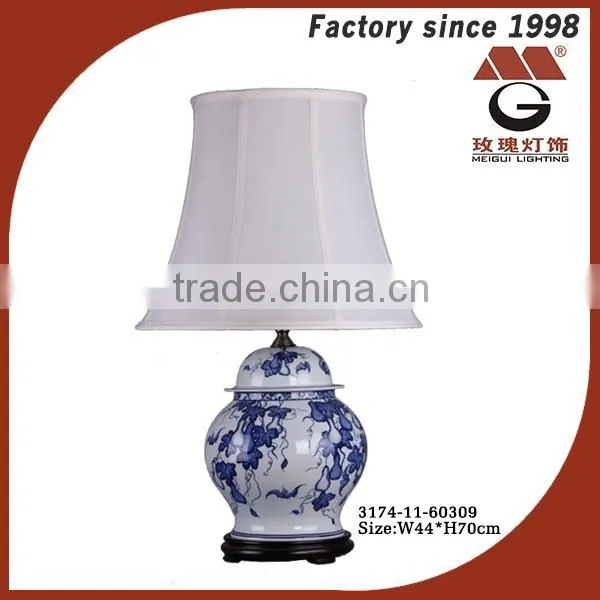 China Wood Base Blue and White Porcelain Table Lamp Quality Choice photo-4