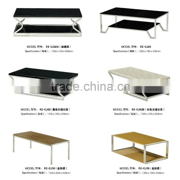 Rectangle Double Shelf Simple Marble Cafe Table Factory Sell Directly FZ35 photo-2