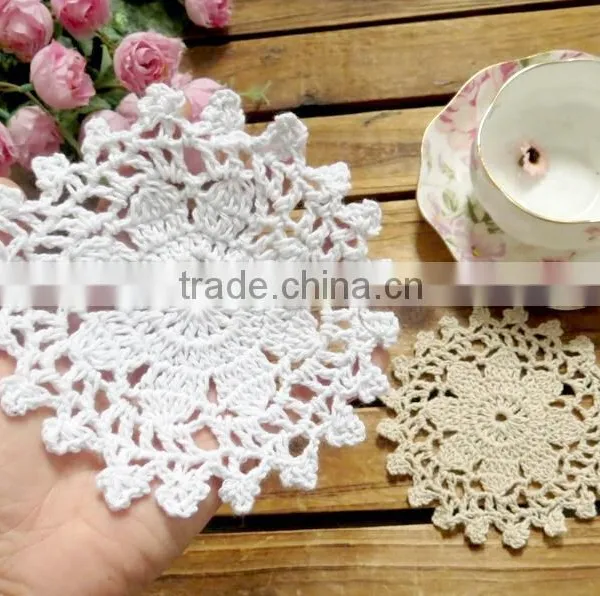 Hand Crochet Cotton Round Doilies,rustic Lace Hollow Natural Round Doilies photo-2