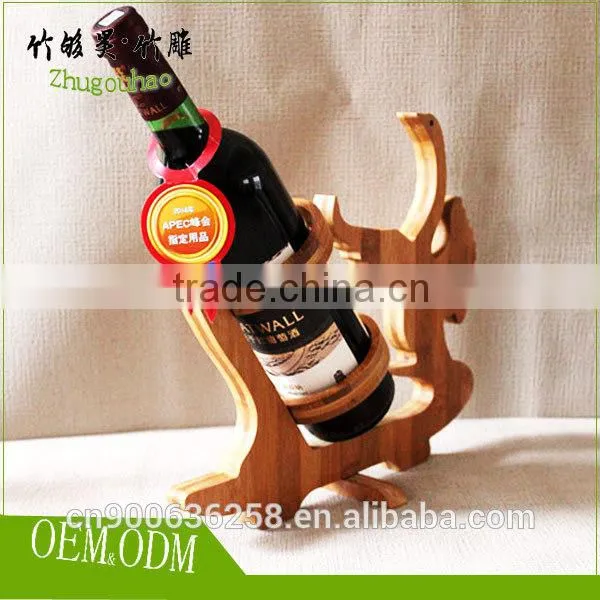 Small Kitchen Accessary Bamboo Wine Shelves for Single Wine Bottle photo-2