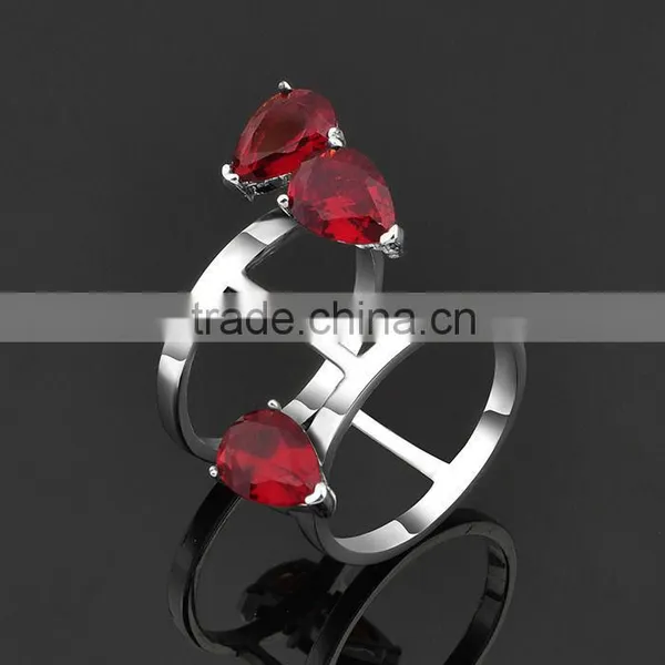Red CZ Stone Knuckle Midi Rings photo-2