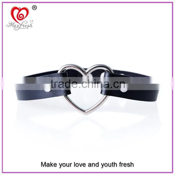 Simple Metal Heart Charm Cord Leather Necklace Fashion Braided Leather Cord Necklace
