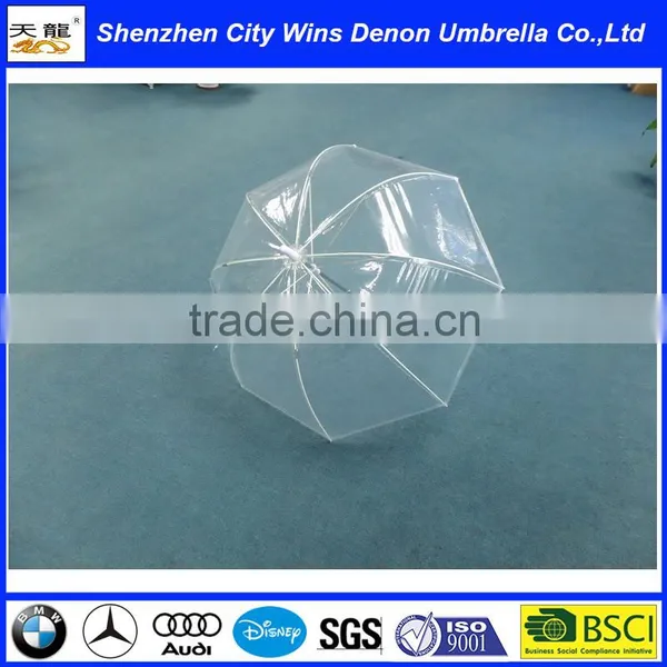 Wholesale Cheap China Suppliers Produced Fiberglass Ribs 23" 2015 Promotional Deep Transparent PVC&POE Umbrella photo-3