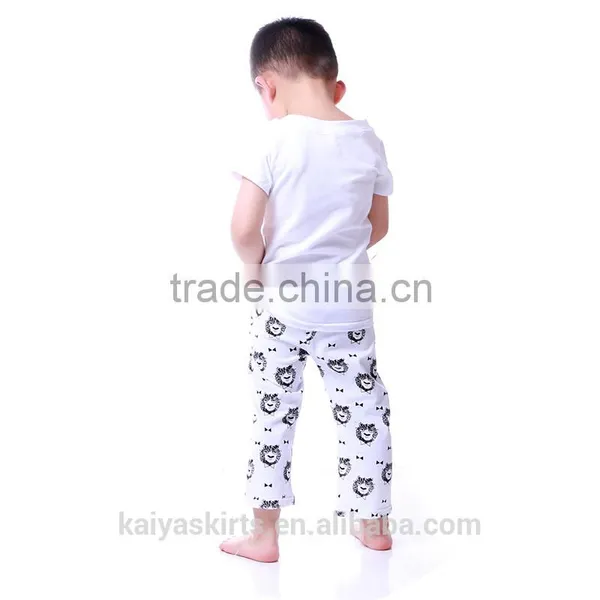 2016 Boutique Oem Animal Design White Plain Tee Shirt Pant Together Fancy Kids Clothing Outfits Boy photo-3