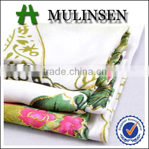 Mulinsen Textile Woven Print Polyester Shiny Stretch Satin Fabric