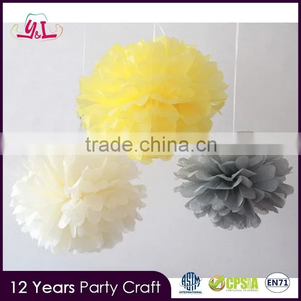 Mixed Pink Gray White Tissue Flower Paper Pom Poms Quality Choice photo-2