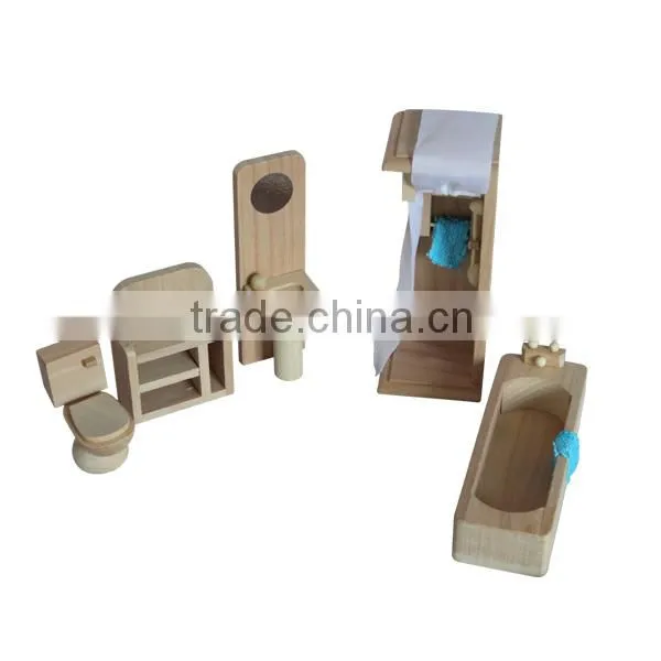 Modern Design Wooden Doll House Furniture Bathroom Sets
