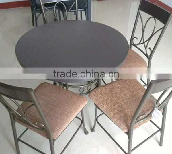 Modern Metal Wood and Lether Dining Table and Chairs 1+4 Sets photo-3