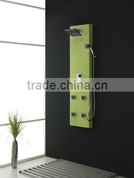 shower panel, bathroom shower,green
